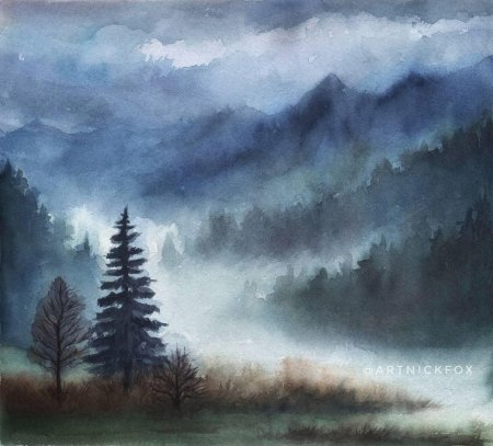 Акварель горы