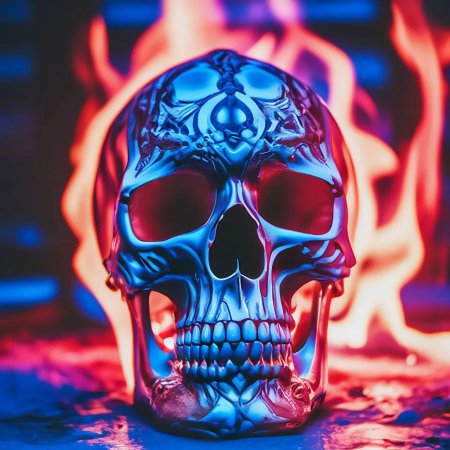 Череп в синем огне