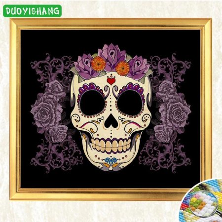 Мексиканский череп с цветами