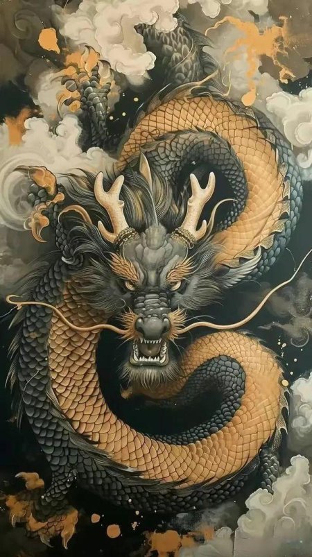 Китайская живопись гунби дракон