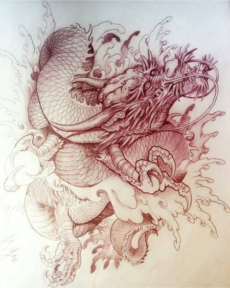 Японский дракон тату