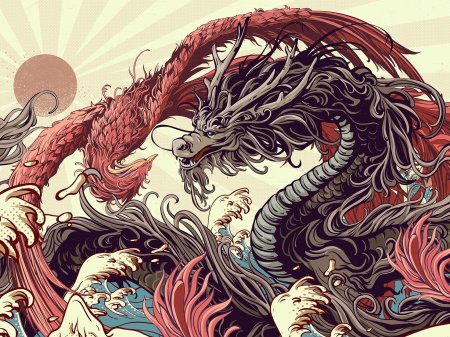 Японский дракон эскиз