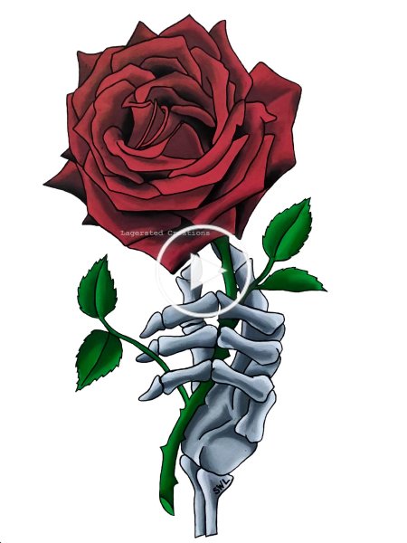 Рука скелета с розой