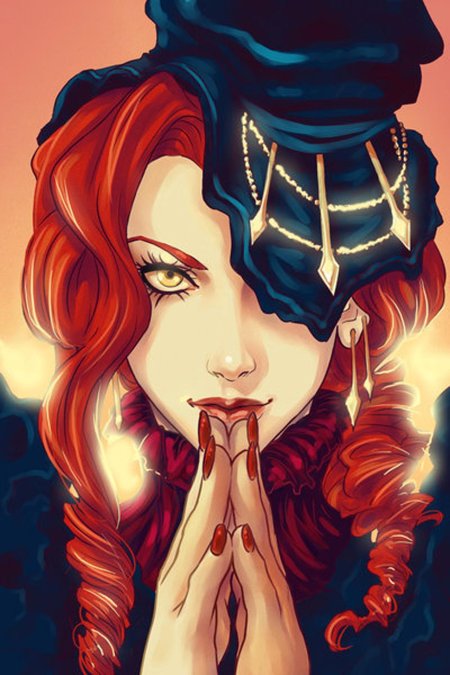 Девушка с рыжими волосами арт