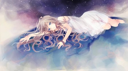 Аниме девушка лежит