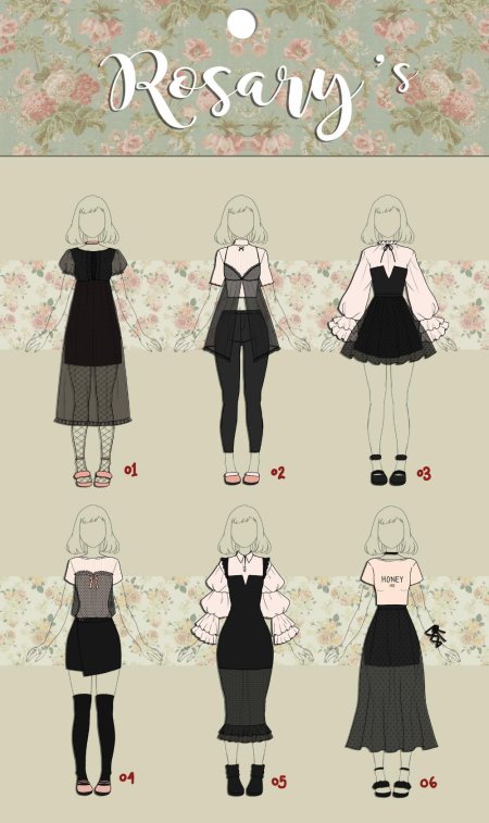 Женская одежда референс аниме