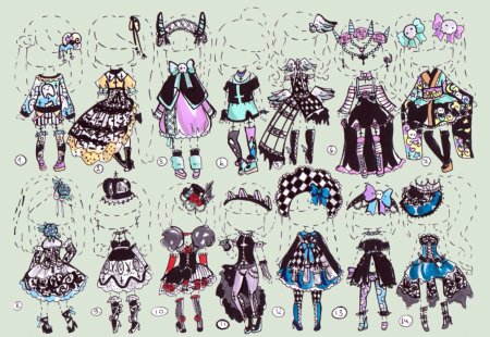 Рисунки одежды аниме
