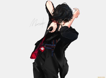 Аниме мужик пиджак с очками