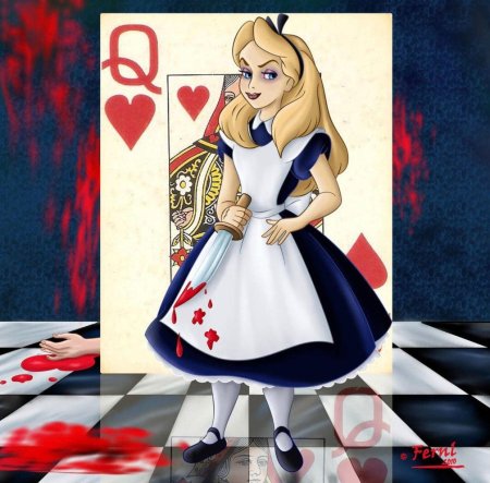 Алиса в стране чудес падает в кроличью нору