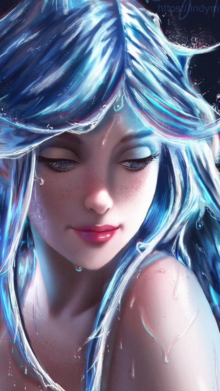 Девушка с голубыми волосами арт