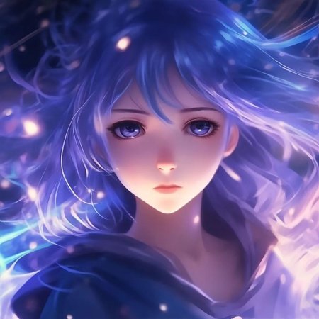 Аниме девушка с синими волосами