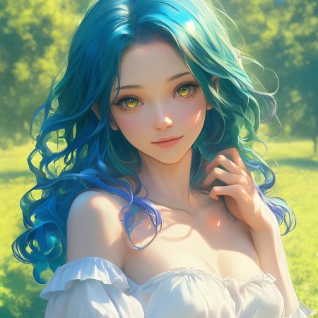 С голубыми волосами