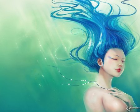 Девушка с голубыми волосами арт