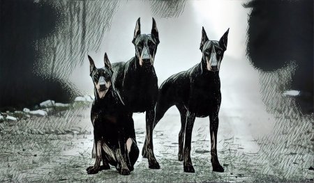 Картина три добермана