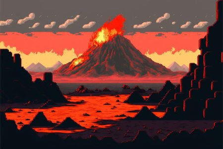 Пиксельный вулкан