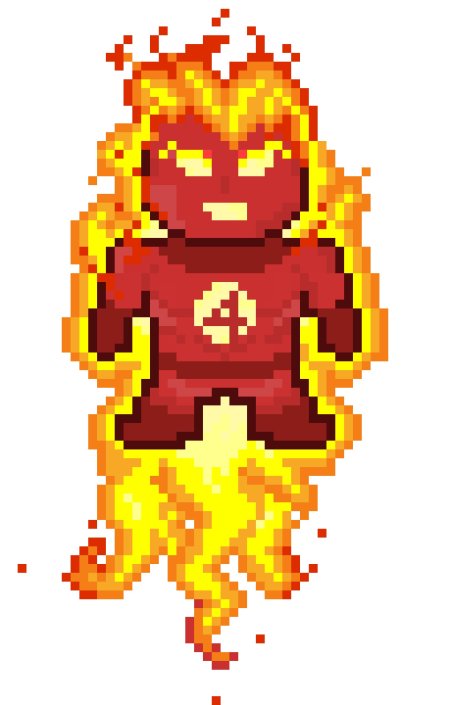 Пиксельный человек с факелом