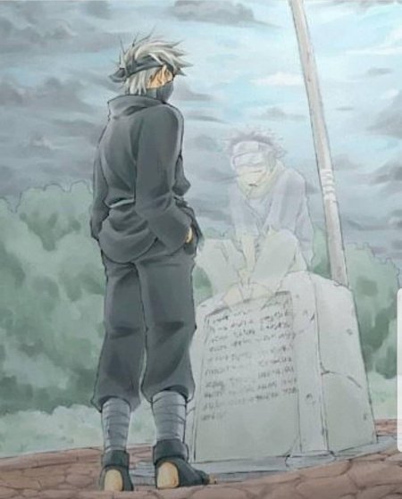 Какаши и обито у могилы рин