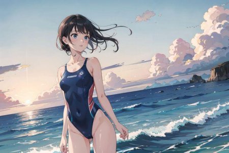 Девушка в купальнике аниме