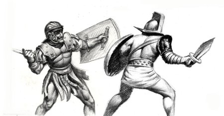 Гладиаторские бои в древнем риме карандашом