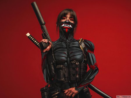 Девушка самурай киберпанк