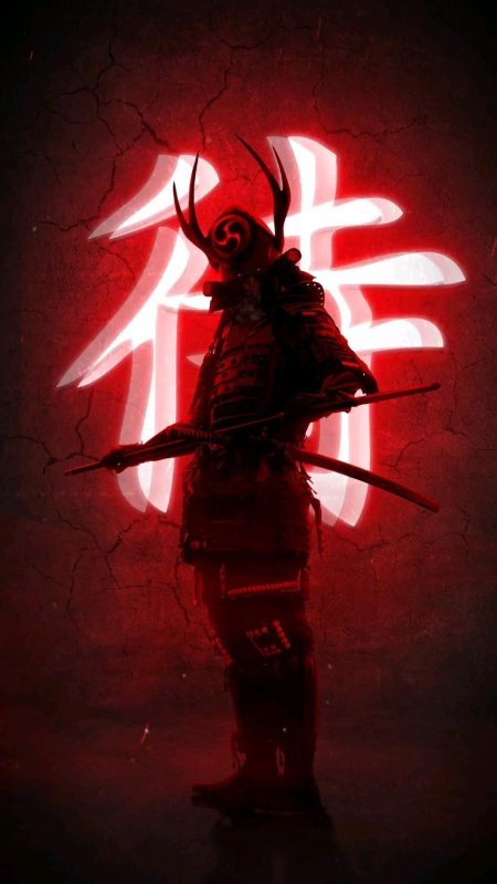 Самурай неон красный