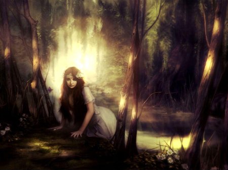 Девушка в волшебном лесу