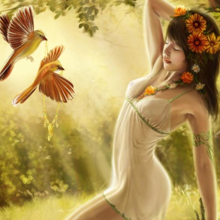 Девушка с птицей
