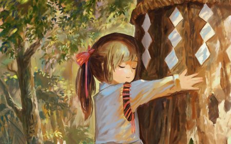 Девочка на дереве картина