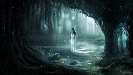 Девушка в лесу арт