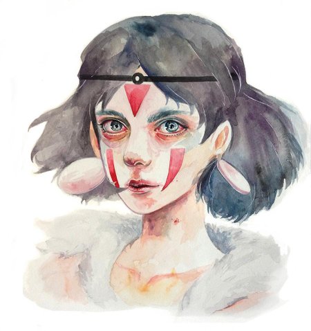 Принцесса мононоке акварель