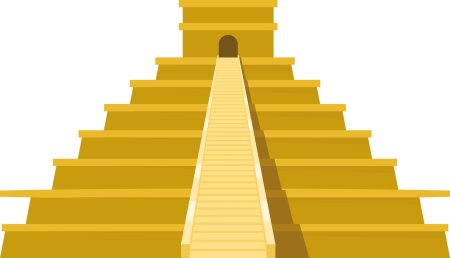 Желтая пирамида на белом фоне