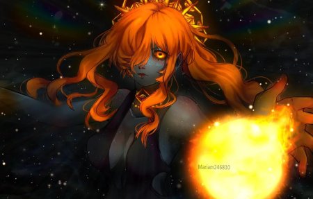 Аниме девушка с огненными волосами