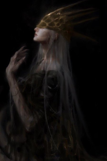 Беловолосая эльфийка фэнтези