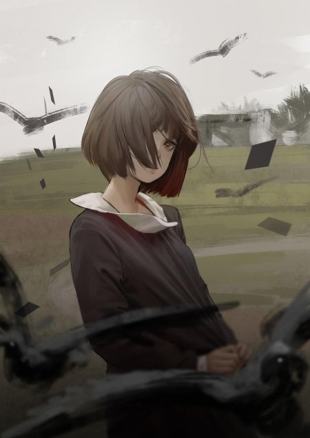 Аниме девушка с каре