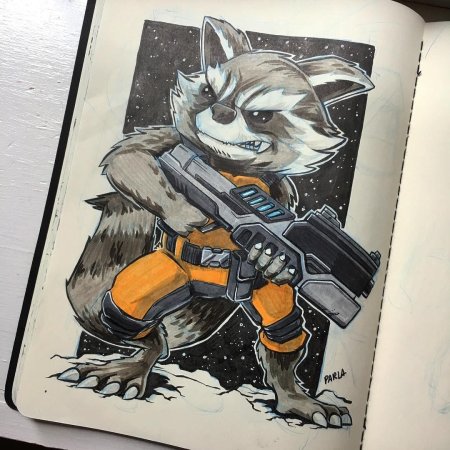 Енот ракета рисунок