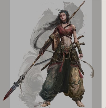 Девушка с нагинатой арт фэнтези