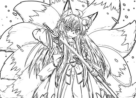 Раскраски аниме кицунэ