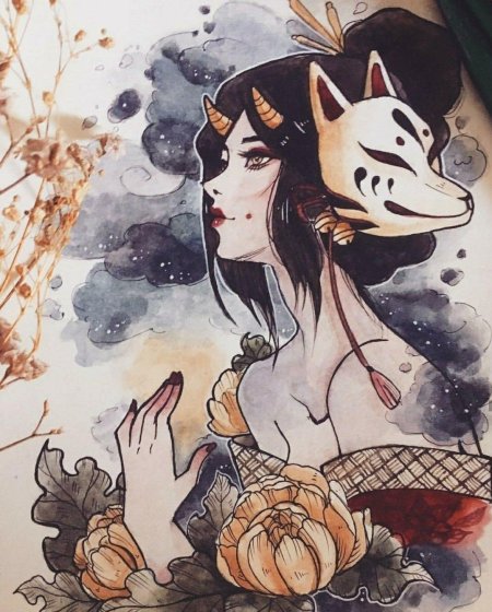 Кицунэ японская мифология маска