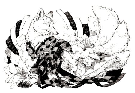 Кицунэ тату эскиз