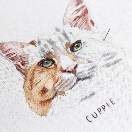 Вышивка гладью кошки