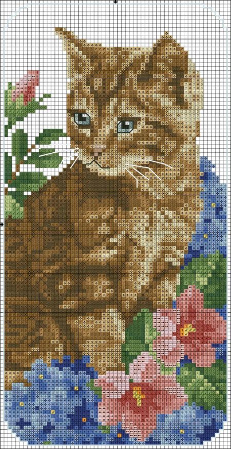 Вышивка крестом котенок