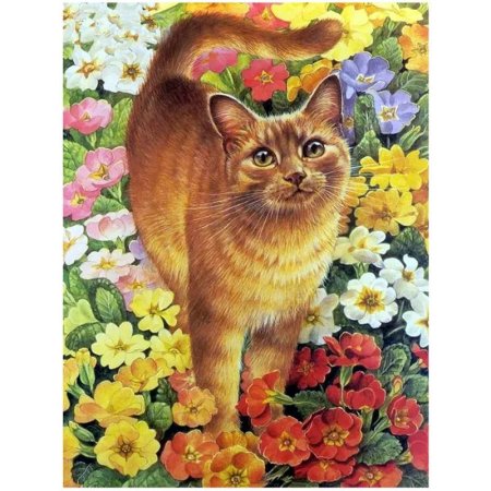 Алмазная мозаика кошка в цветах