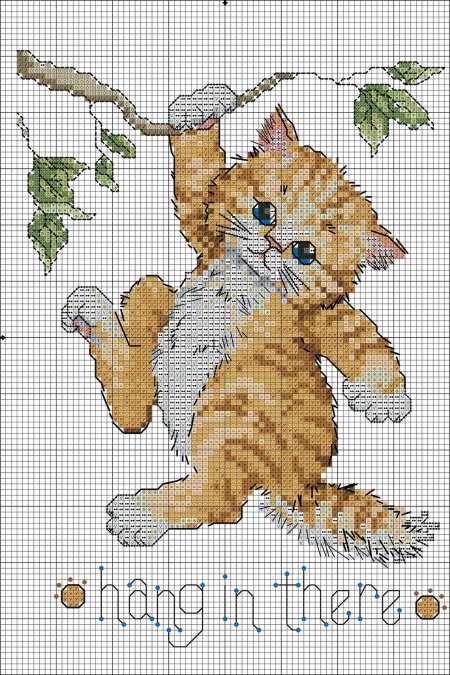 Вышивка крестиком котёнок