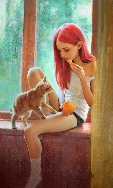 Арт рыжая девушка