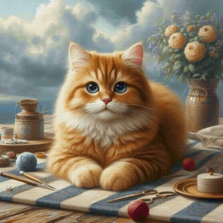 Вышивка рыжий кот