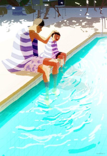 Паскаль кэмпион семья на пляже иллюстрации