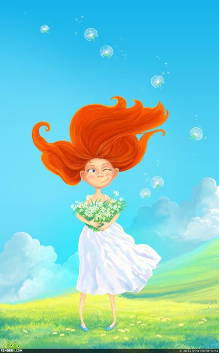 Рыжая девочка рисунок