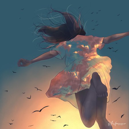 Девушка летит