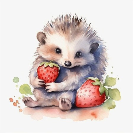 Ежик акварель