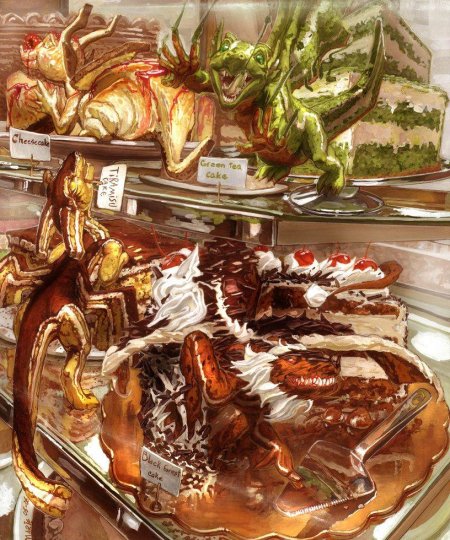 Витрина с тортами и пирожными